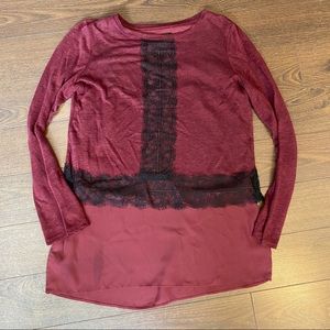 Black and maroon Lacy layered top RW&Co